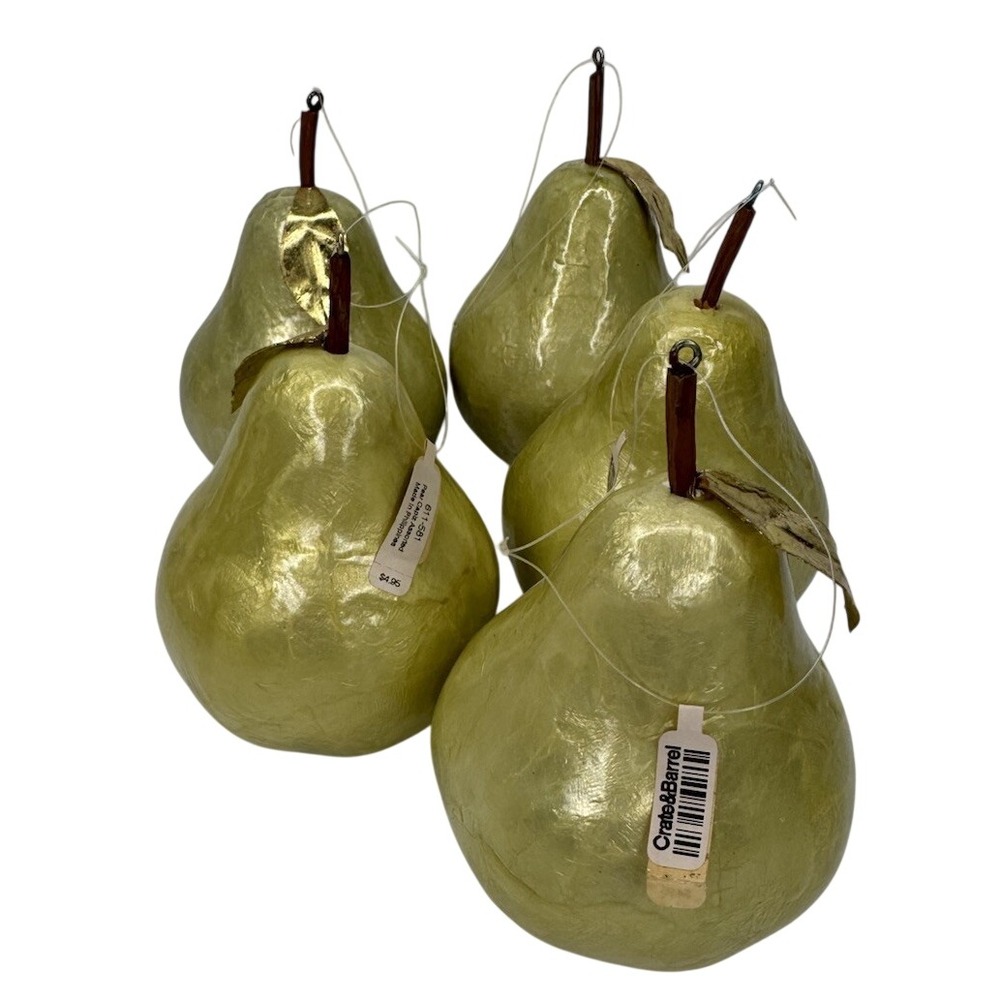 Crate & Barrel Capiz Pear Ornaments Green Set of 5 Philippines Christmas Decor